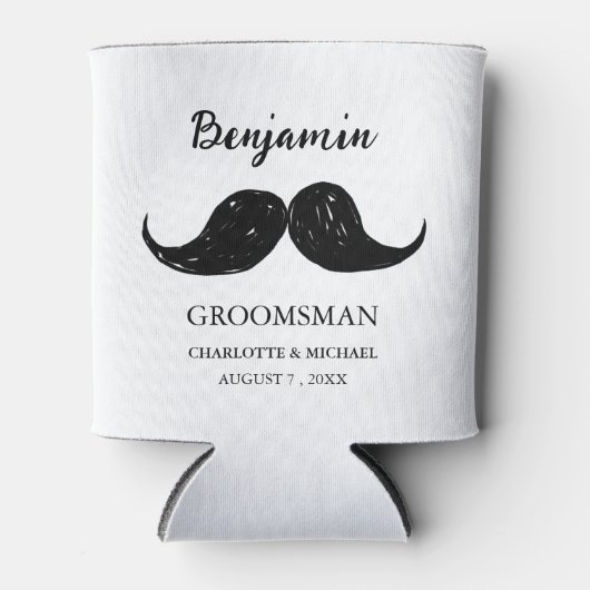 Funny Mustache Groomsmen Wedding Blikjeskoeler (Voorkant)