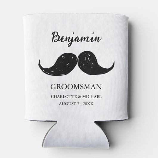 Funny Mustache Groomsmen Wedding Blikjeskoeler (Achterkant)