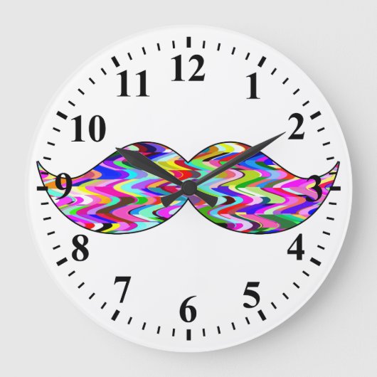 Funny Mustache Grote Klok (Voorkant)