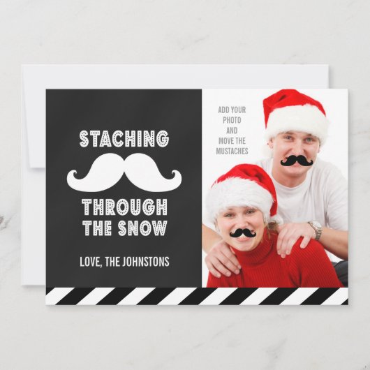 FUNNY MUSTACHE  HOLIDAY GREETCARD FEESTDAGENKAART (Voorkant)