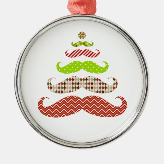 Funny Mustache kerstboomversiering Metalen Ornament (Voorkant)