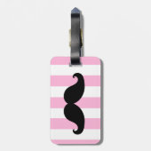 FUNNY MUSTACHE LUGGAGE GIRLY PINK STRIPES BAGAGELABEL (Achterkant verticaal)