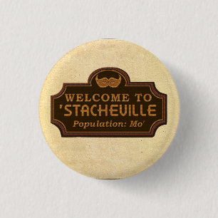 Funny Mustache Mo Welkomstteken Ronde Button 3,2 Cm