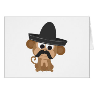 Funny Mustache Monkey draagt een Mexicaanse Sombre