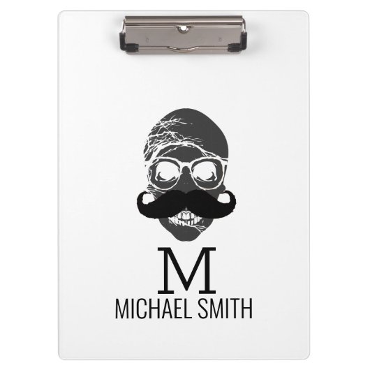 Funny Mustache Monogram #2 Klembord (Voorkant)