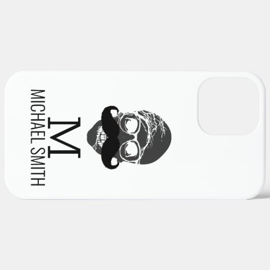 Funny Mustache Monogram Case-Mate iPhone Case (Achterkant / Rechts)