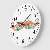 Funny Mustache Mosaic Pattern Grote Klok (Hoek)