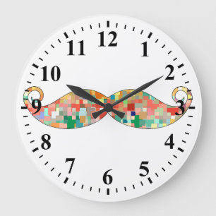 Funny Mustache Mosaic Pattern Grote Klok