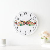 Funny Mustache Mosaic Pattern Grote Klok (Huis)