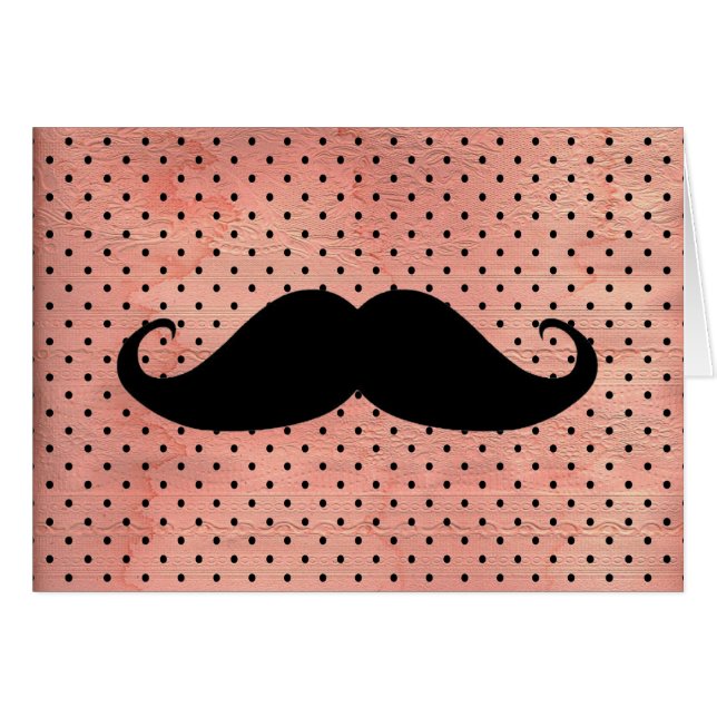 Funny mustache op Cute Pink Dot Background (Voorkant Horizontaal)