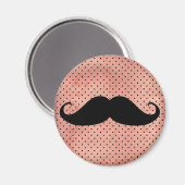 Funny mustache op Cute Pink Dot Background Magneet (Voorkant / Achterkant)