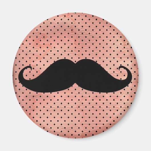 Funny mustache op Cute Pink Dot Background Magneet (Voorkant)