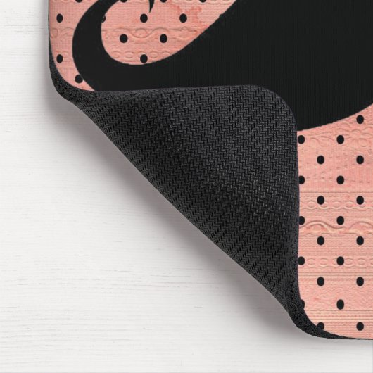 Funny mustache op Cute Pink Dot Background Muismat (Hoek)