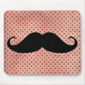 Funny mustache op Cute Pink Dot Background Muismat (Voorkant)