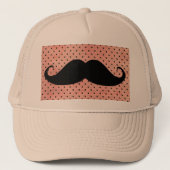 Funny mustache op Cute Pink Dot Background Trucker Pet (Voorkant)