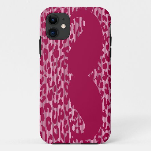 Funny Mustache op leopard Skin Case-Mate iPhone Case (Achterkant)