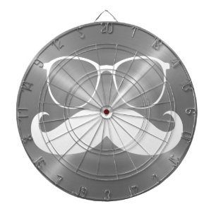 Funny Mustache op Metal Grey Background Dartbord