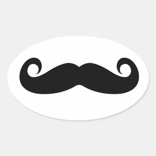 Funny Mustache Ovale Sticker (Voorkant)