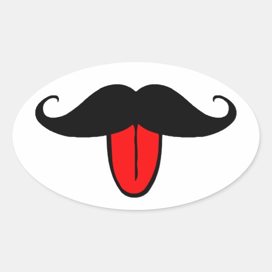 Funny mustache ovale sticker (Voorkant)