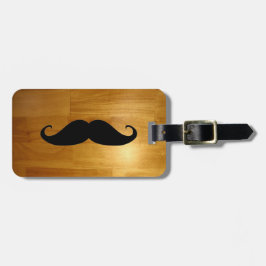 Funny Mustache over Shiny Wood Texture Background Bagagelabel
