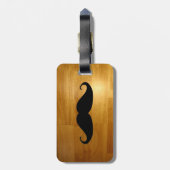 Funny Mustache over Shiny Wood Texture Background Bagagelabel (Achterkant verticaal)