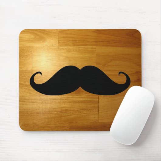Funny Mustache over Shiny Wood Texture Background Muismat (Met muis)