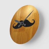 Funny Mustache over Shiny Wood Texture Background Ronde Klok (Hoek)