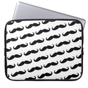 Funny mustache patroon laptop sleeve