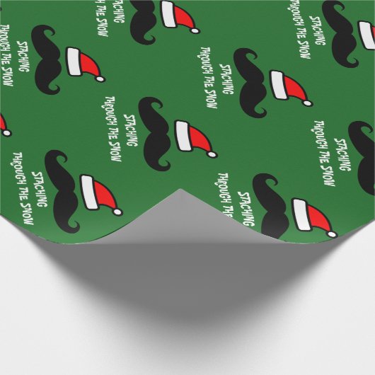 Funny mustache print kerstpapier cadeaupapier (Hoek)