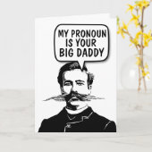 FUNNY MUSTACHE PRONOUN BIG DADDY BLANK KAARTEN (Gele Bloem)