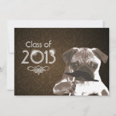 Funny Mustache Pug 2013 Graduation Party Invite Kaart (Voorkant)