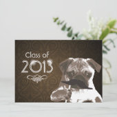 Funny Mustache Pug 2013 Graduation Party Invite Kaart (Staand voorkant)