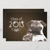 Funny Mustache Pug 2013 Graduation Party Invite Kaart (Voorkant / Achterkant)