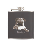 Funny Mustache Pug Dark Tan Flask Heupfles (Voorkant)