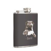 Funny Mustache Pug Dark Tan Flask Heupfles (Rechts)