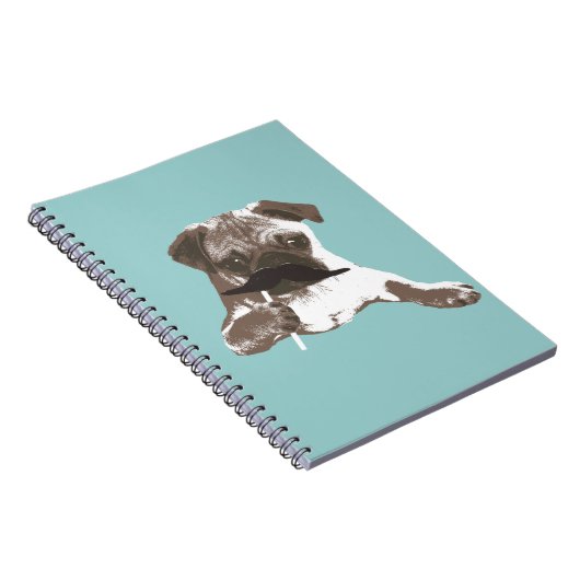 Funny Mustache Pug Notitieboek (Rechterzijde)