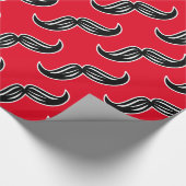 Funny Mustache Red Wrapping Paper Cadeaupapier (Hoek)