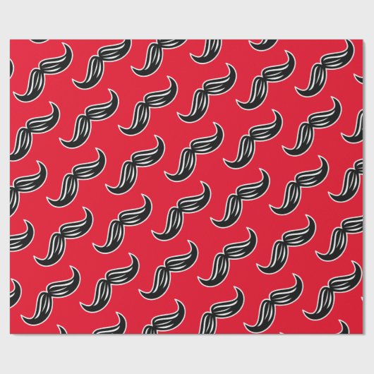 Funny Mustache Red Wrapping Paper Cadeaupapier (Vlak)