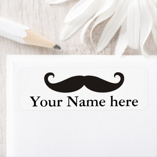 Funny Mustache / Schnurrbart + jouw tekst Etiket (Insitu)