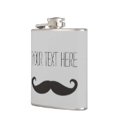 Funny Mustache / Schnurrbart + jouw tekst Heupfles (Links)