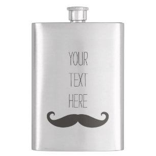 Funny Mustache / Schnurrbart + jouw tekst Heupfles