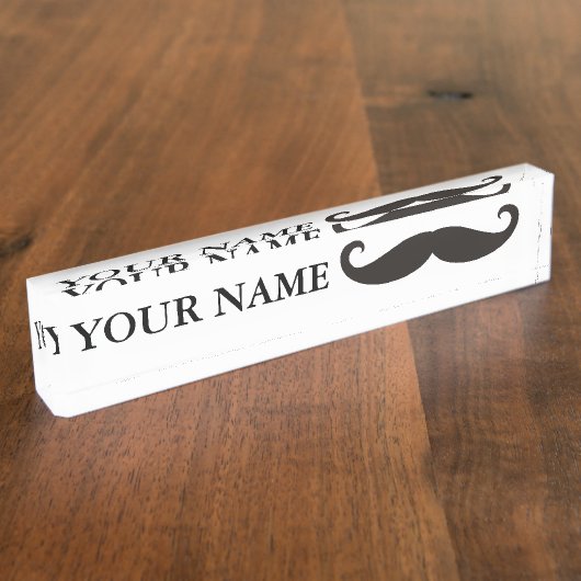 Funny Mustache / Schnurrbart + jouw tekst Naambordje (Zijkant)