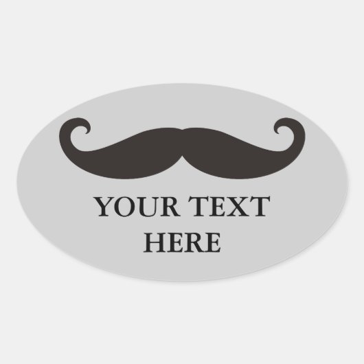 Funny Mustache / Schnurrbart + jouw tekst Ovale Sticker (Voorkant)