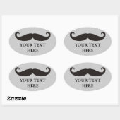Funny Mustache / Schnurrbart + jouw tekst Ovale Sticker (Vel)