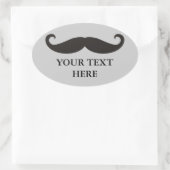 Funny Mustache / Schnurrbart + jouw tekst Ovale Sticker (Tas)