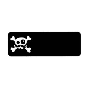 Funny Mustache Skull Return Label
