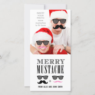 Funny Mustache Sunbribribribril met kerstglazen Feestdagenkaart