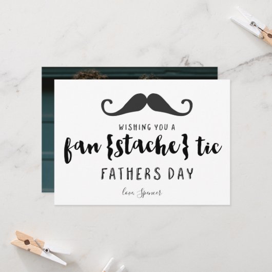 Funny Mustache Vaderdag Kaart (Voorkant / Achterkant in situ)