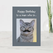 Funny Mustache voor een man dat Birthday Cat is Kaart (Voorkant)