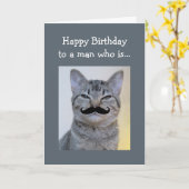 Funny Mustache voor een man dat Birthday Cat is Kaart (Gele Bloem)